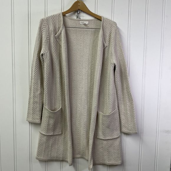 Magnolia Grace Callie Structured 2 Pocket Open Front Chevron Textured Cardigan S - Picture 1 of 8